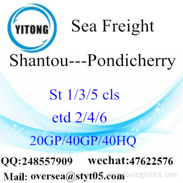 Shantou poort zeevracht verzending naar Pondicherry